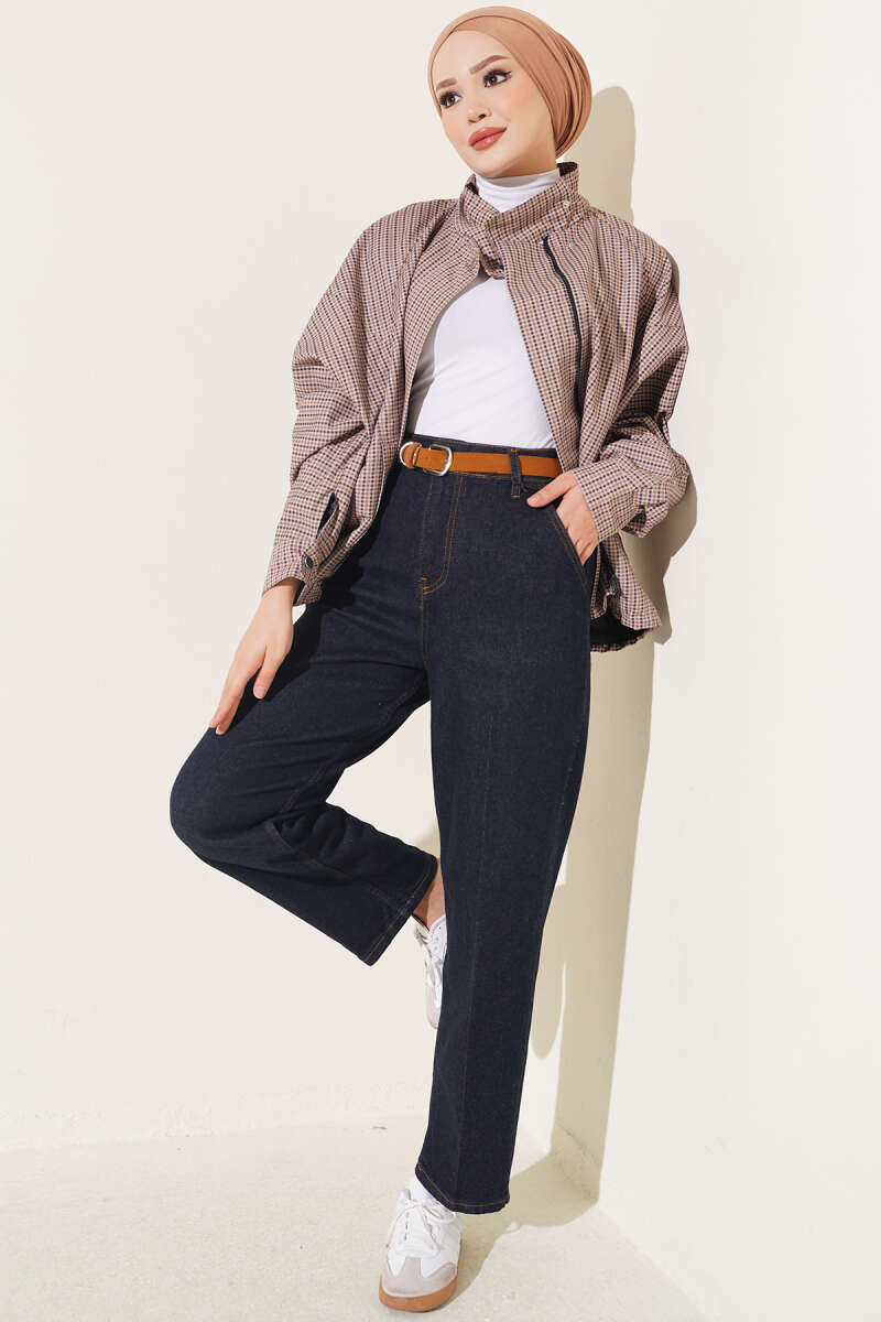 Belted Mom Jeans - Navy