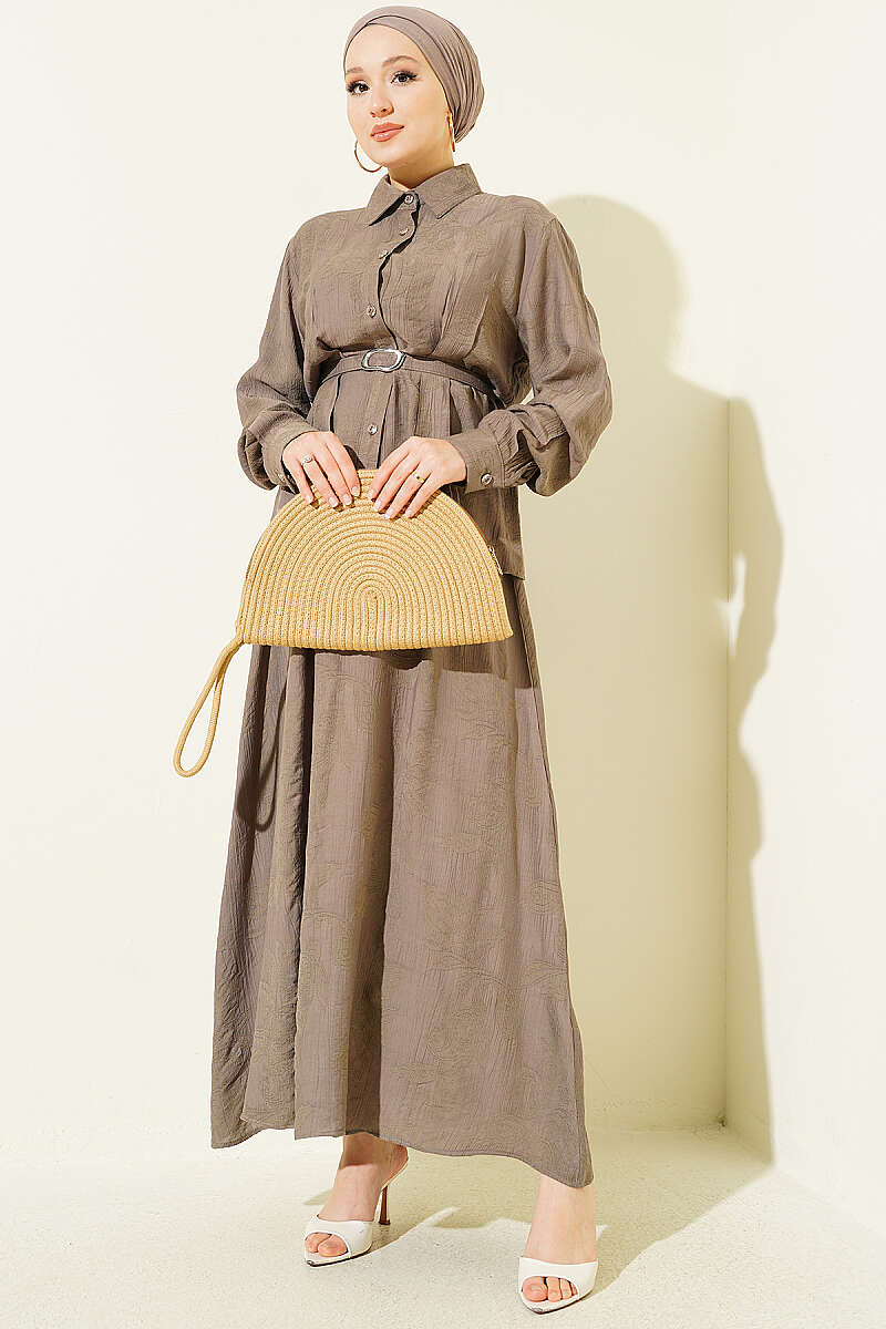 Belted Paisley Two-Piece Skirt Set - Mink