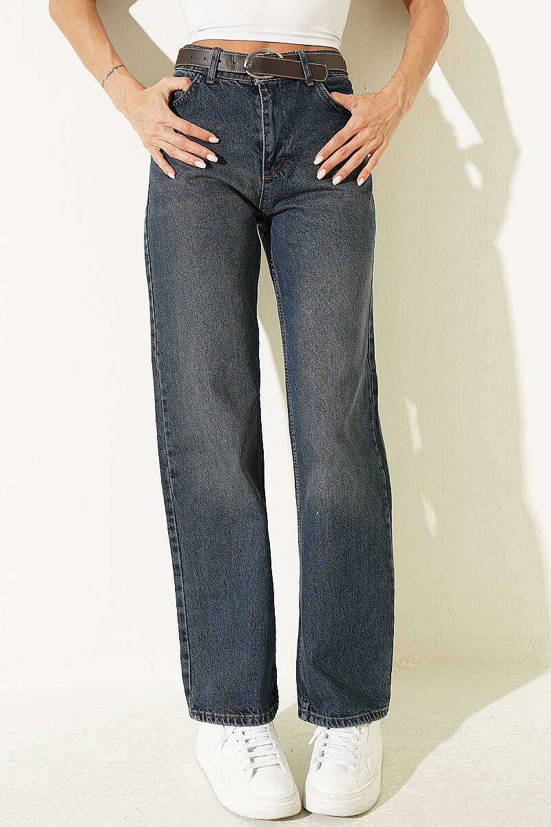 Belted Palazzo Jeans - Brown Wash