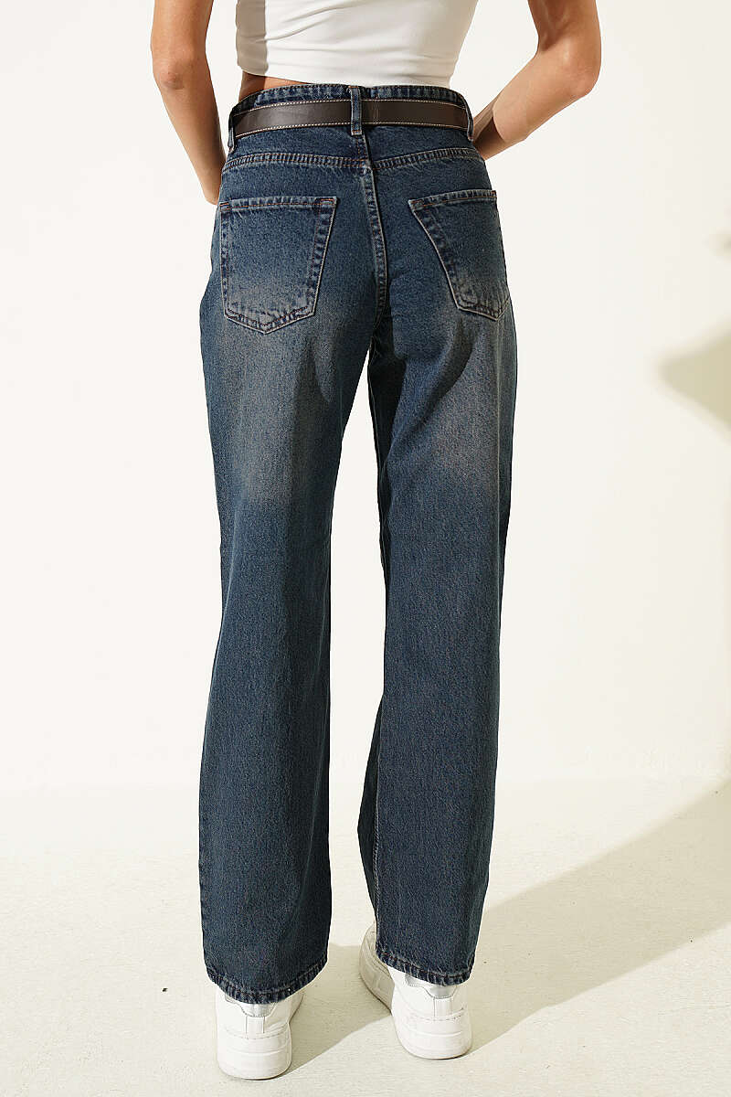 Belted Palazzo Jeans - Brown Wash