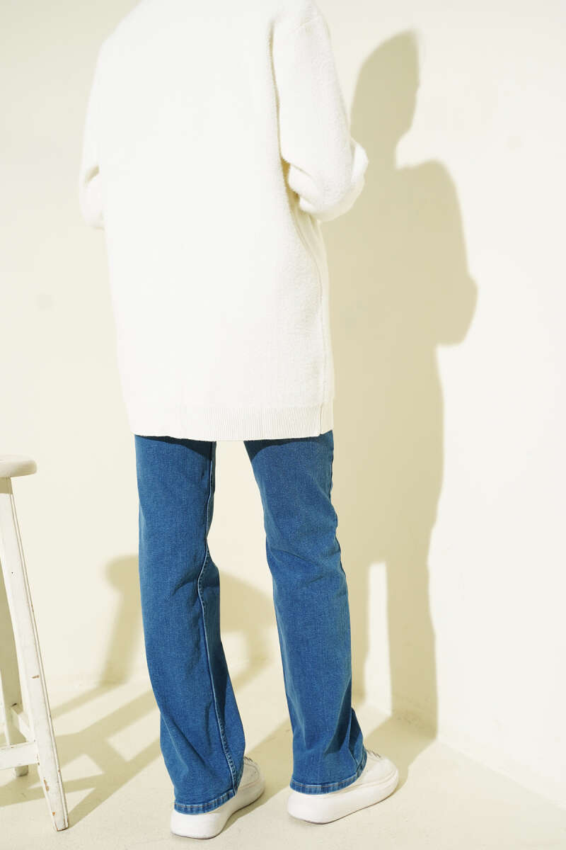 Belted Denim Palazzo Pants - Light Blue