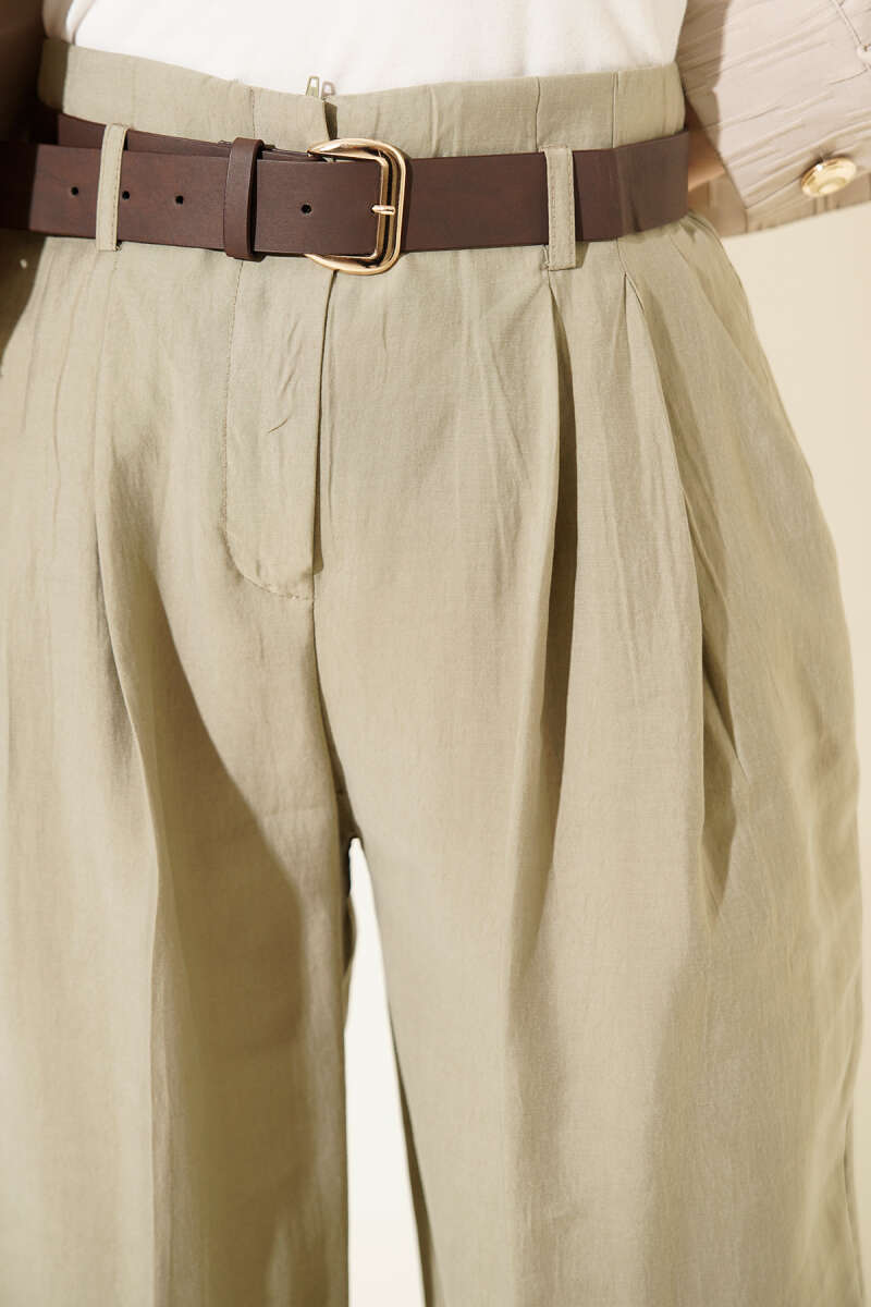 Belted Dart Pants - Khaki