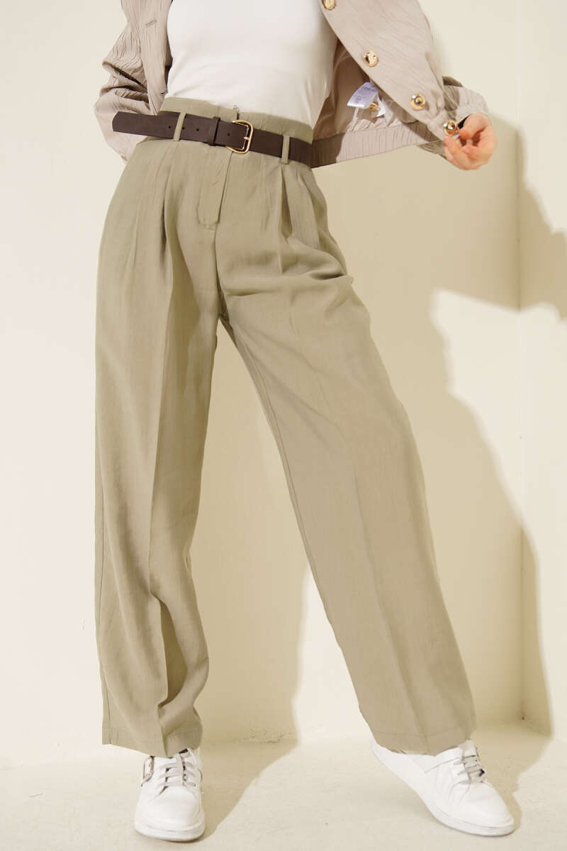 Belted Dart Pants - Khaki