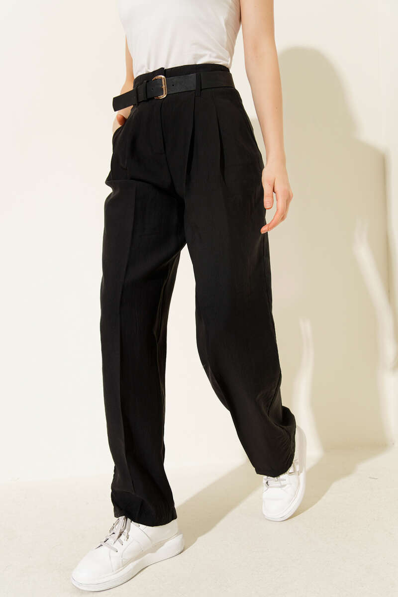 Belted Dart Pants - Black