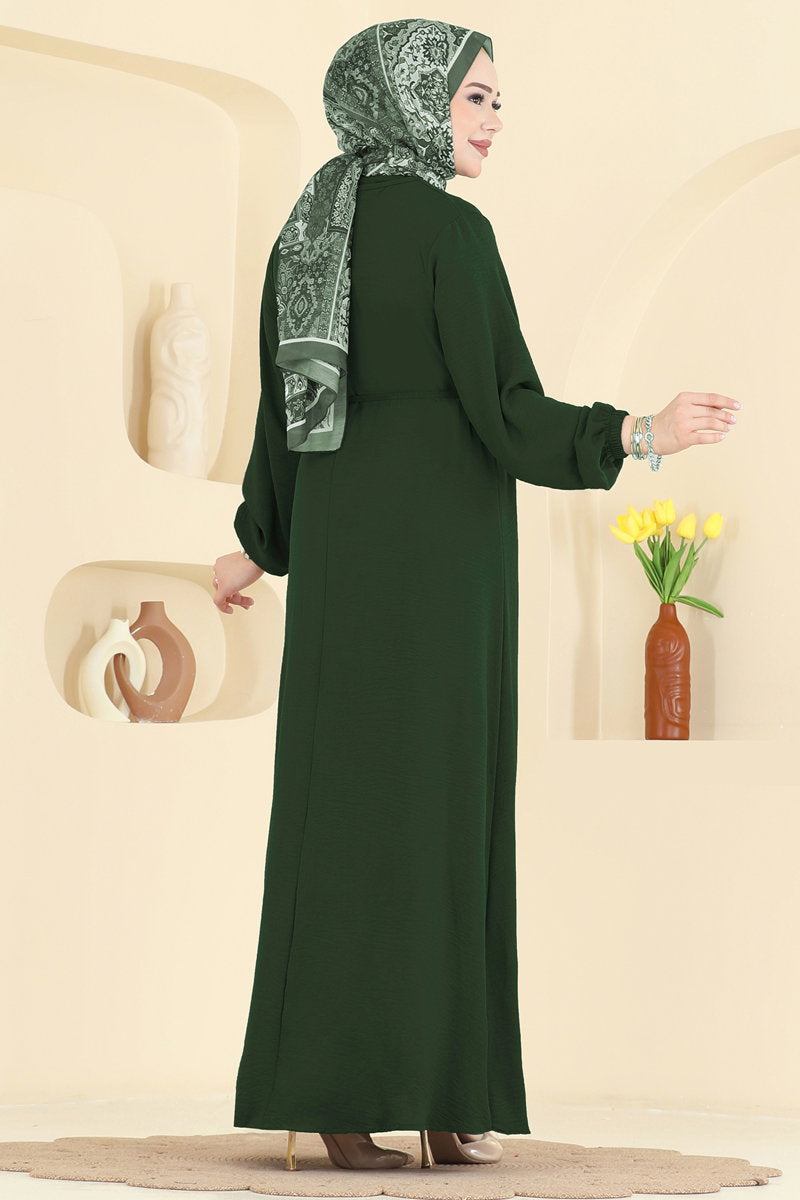 Aerobin Dress with Buckled Belt - Dark Khaki
