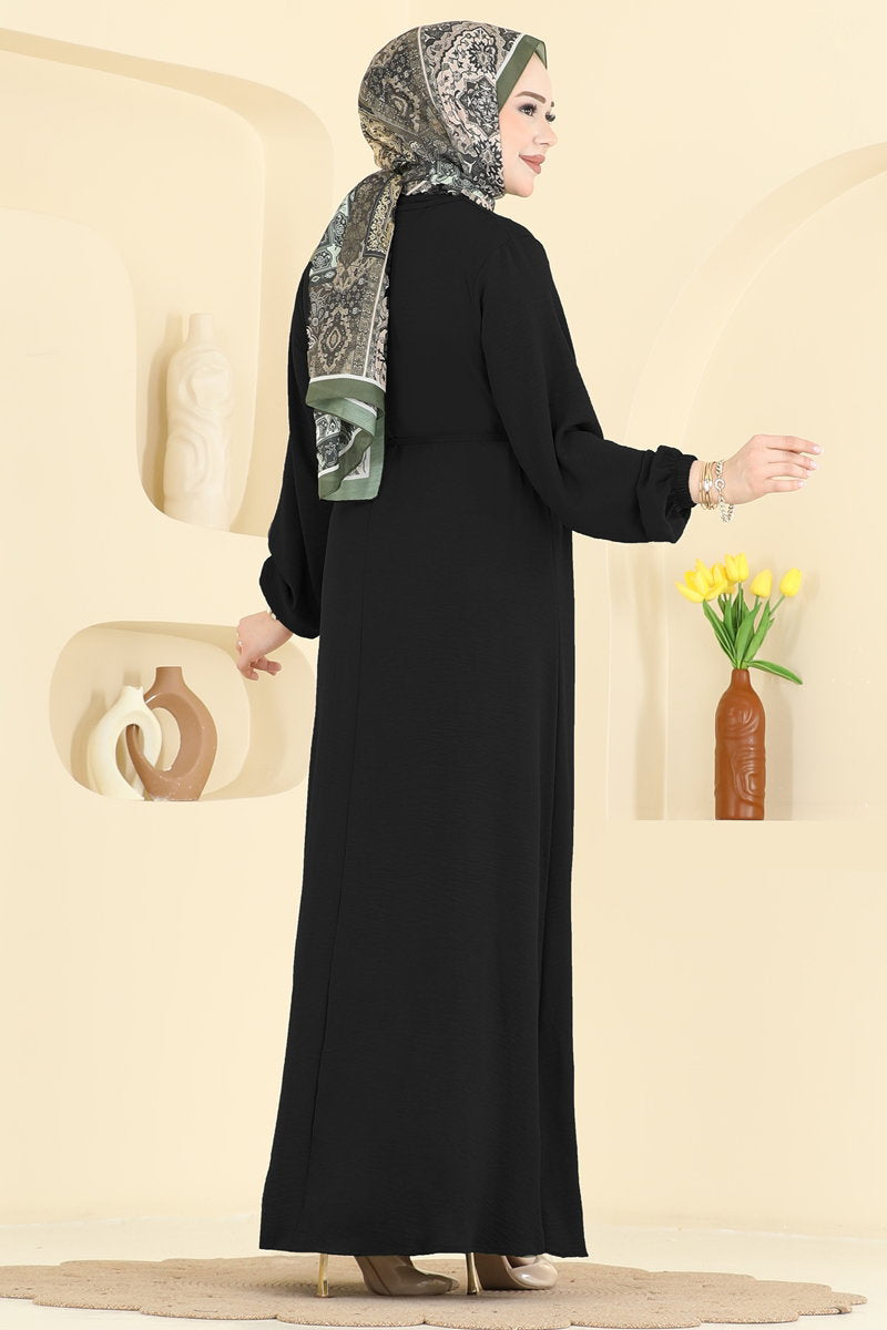 Aerobin Dress with Buckled Belt - Black