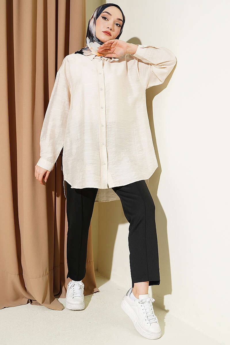 Self-Floral Pattern Shirt - Stone