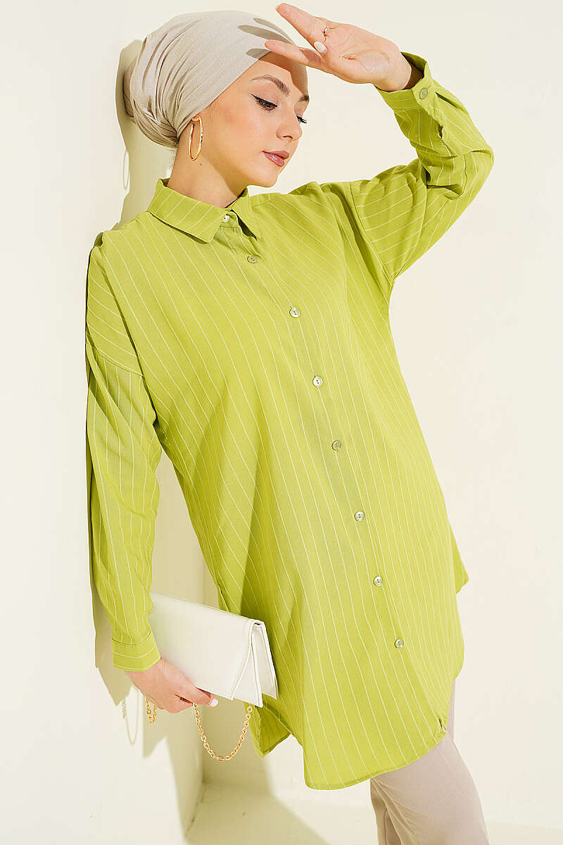 Self-Stripe Shirt - Green