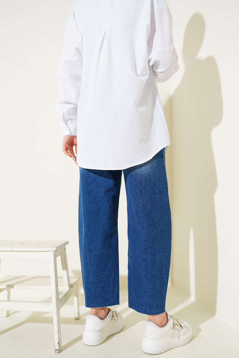 Cropped Baggy-Fit Jeans - Blue