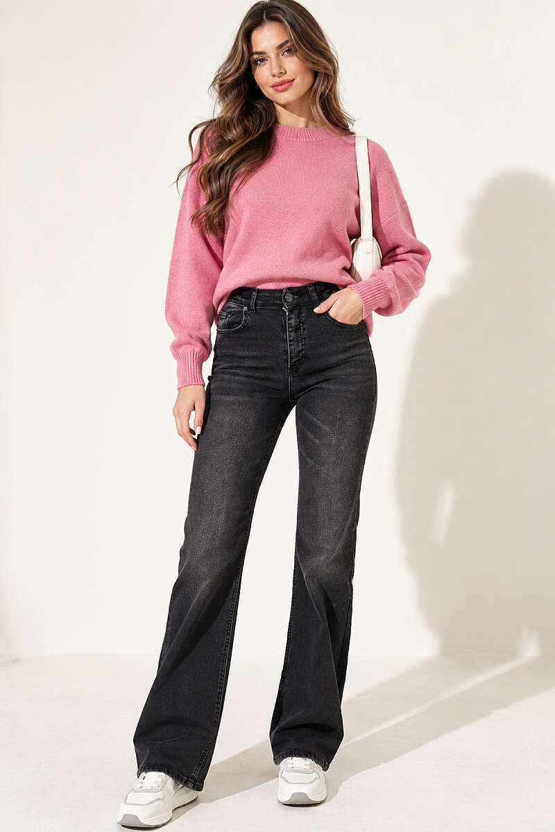 Raw-Hem Palazzo Trousers - Charcoal