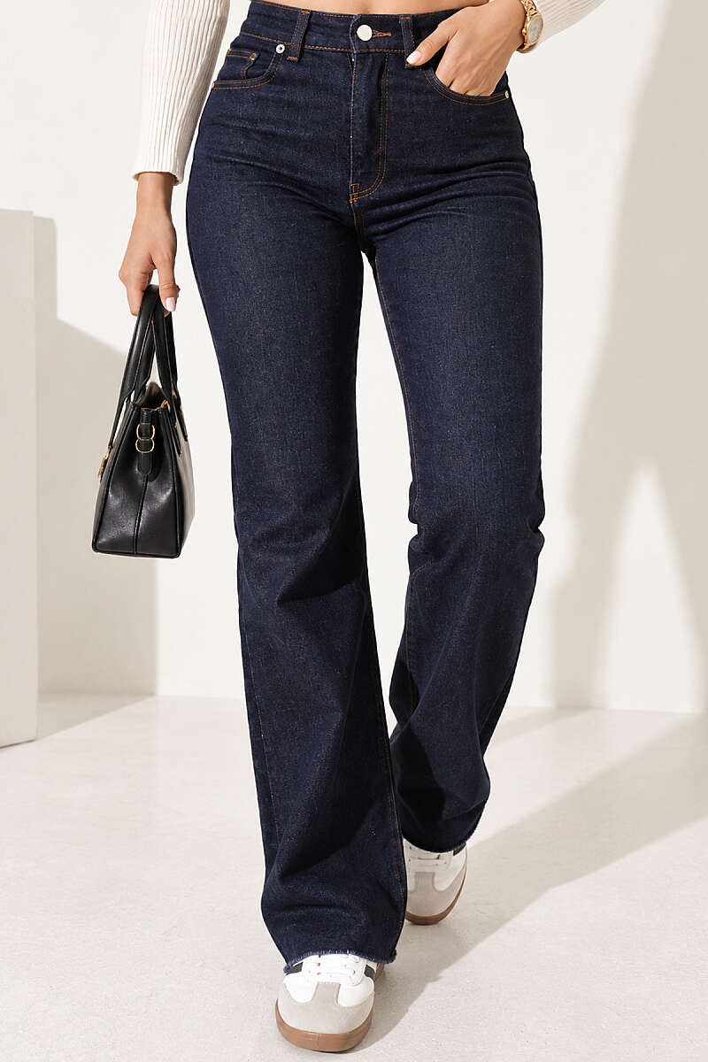 Raw-Hem Palazzo Trousers - Navy