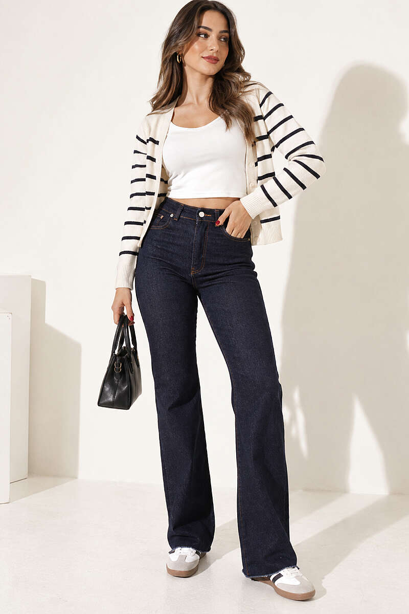 Raw-Hem Palazzo Trousers - Navy