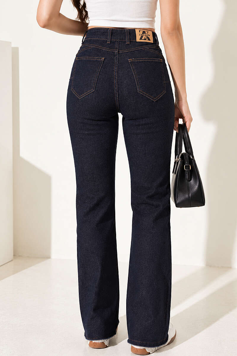 Raw-Hem Palazzo Trousers - Navy