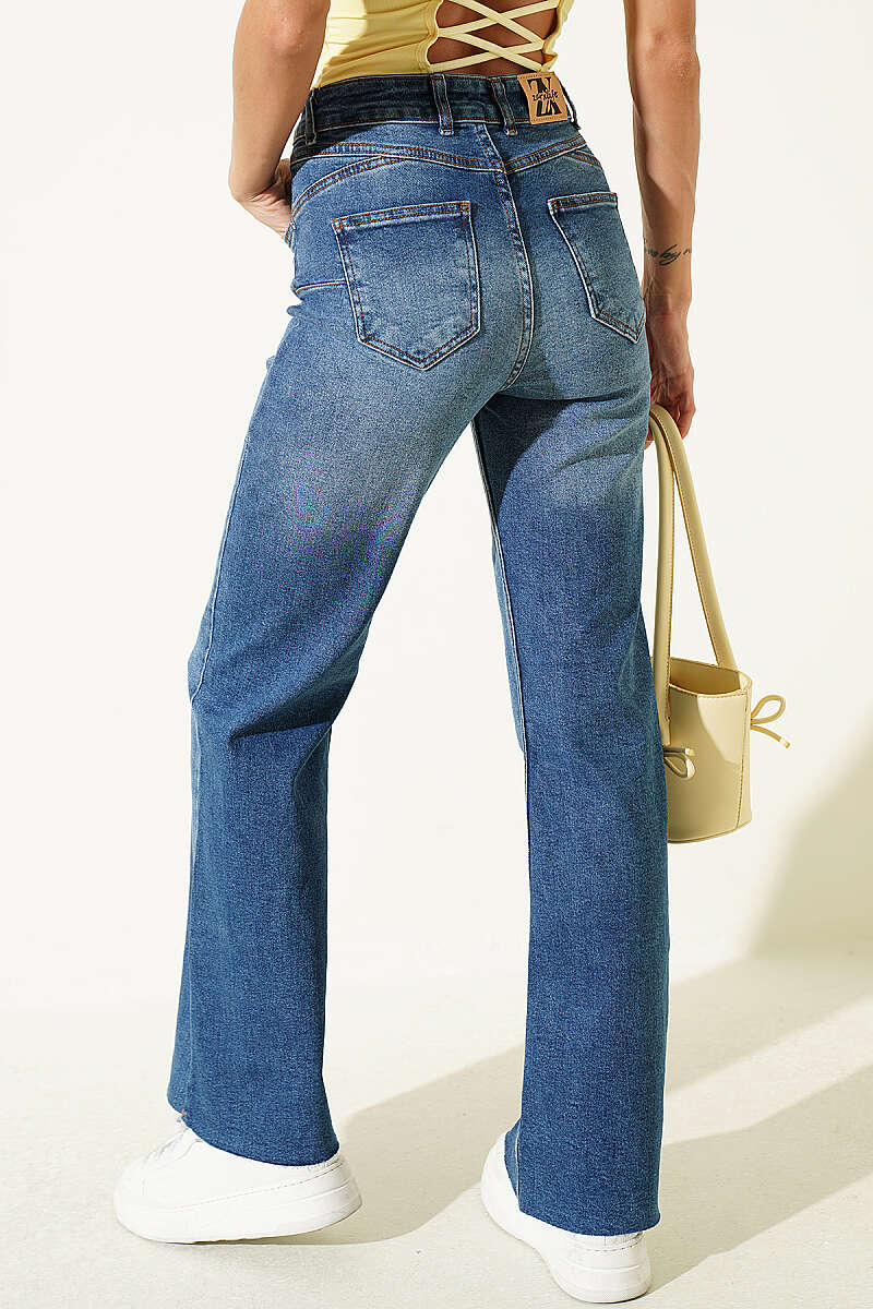 Raw-Hem Palazzo Trousers - Blue