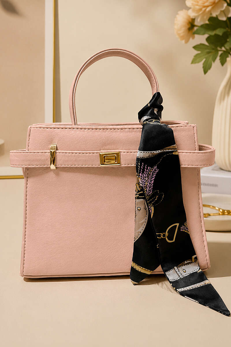 Scarf Bag with Lock Detail - Powder