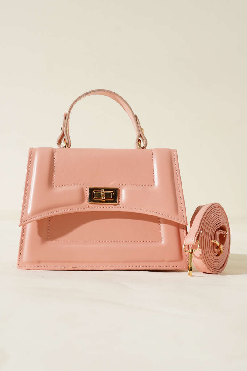 Bag with Lock and Edge Stitching - Powder