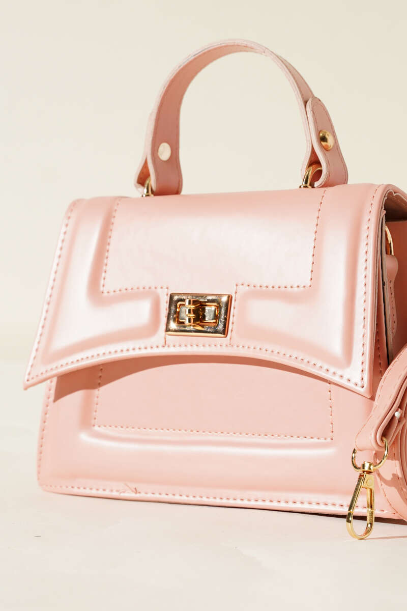 Bag with Lock and Edge Stitching - Powder