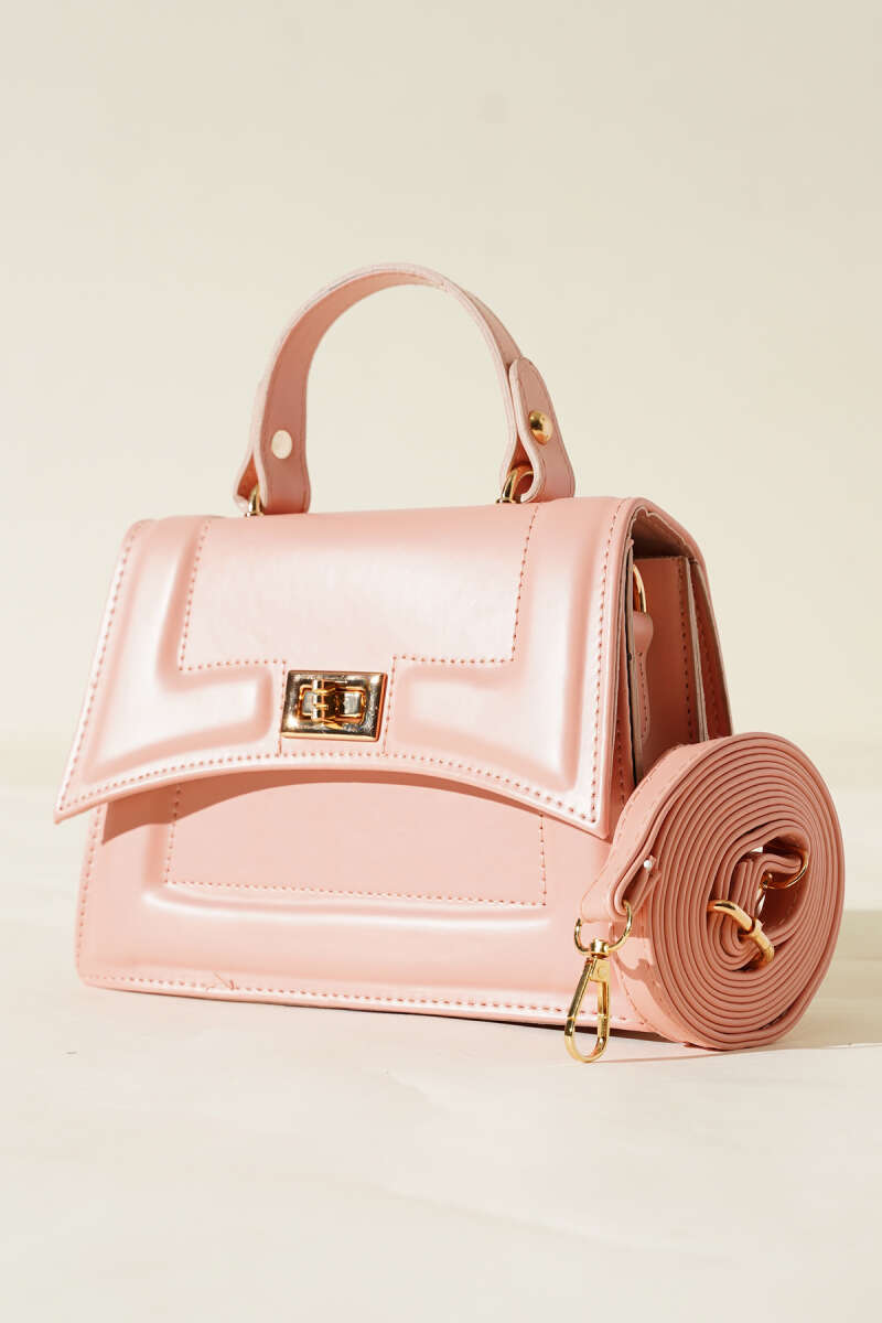 Bag with Lock and Edge Stitching - Powder