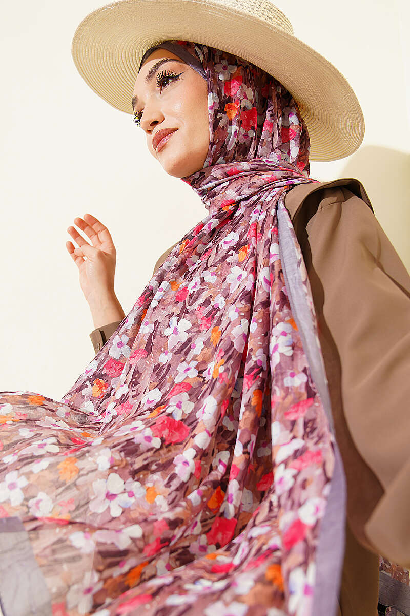 Wildflower Bamboo Crinkle Shawl - Slate Grey