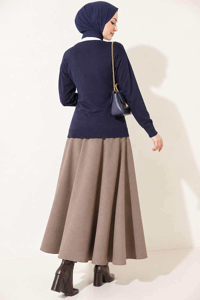Cherry Embroidered Mercerised Cardigan - Navy