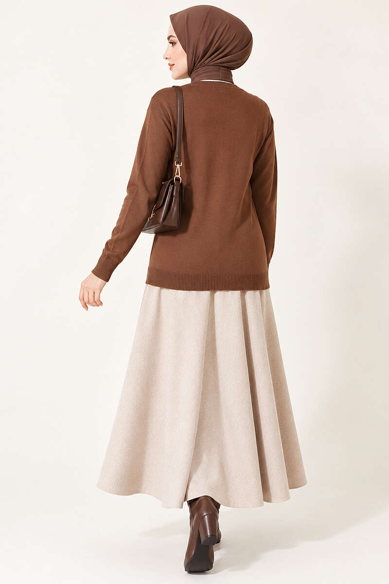 Cherry Embroidered Mercerised Cardigan - Latte
