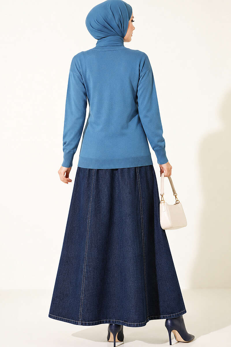 Cherry Embroidered Mercerised Cardigan - Blue