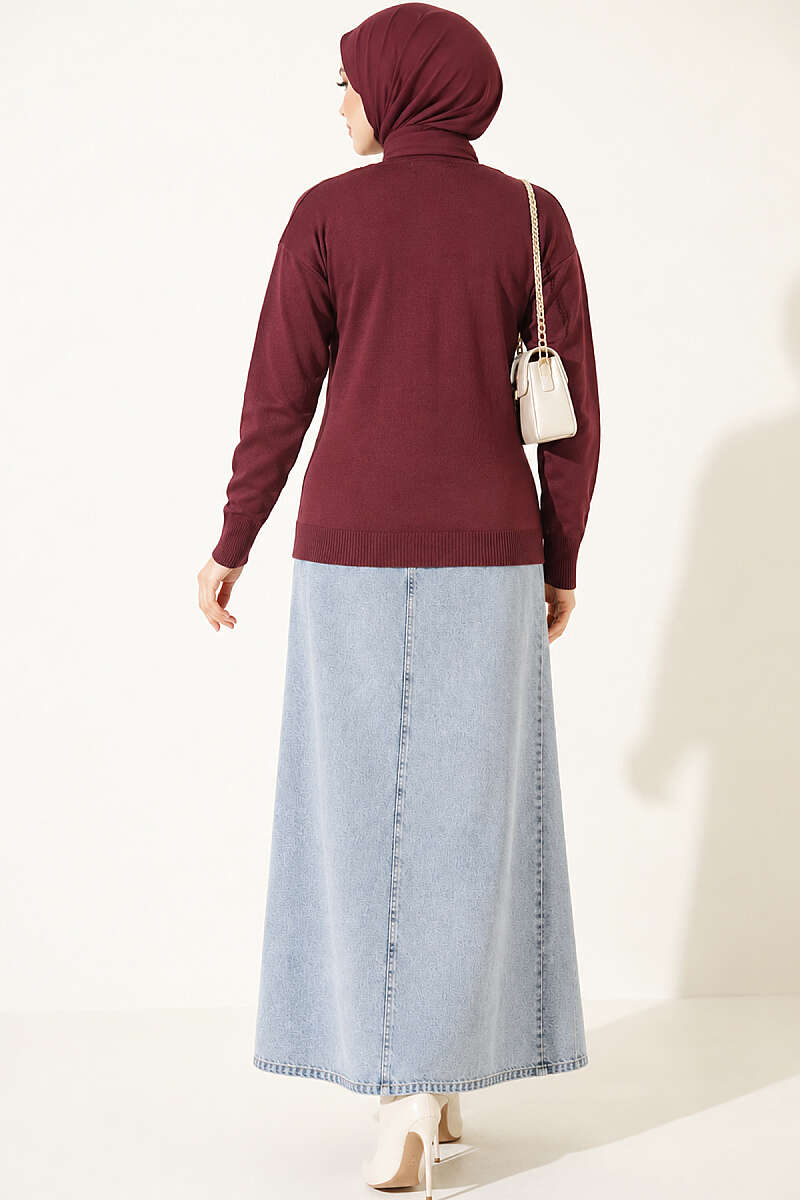 Cherry Embroidered Mercerised Cardigan - Plum