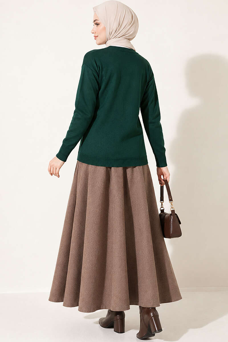 Cherry Embroidered Mercerised Cardigan - Emerald