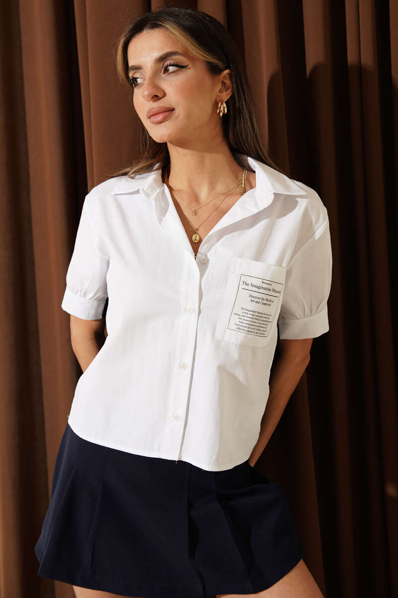 Short-Sleeve Shirt with Modal Trim - Navy