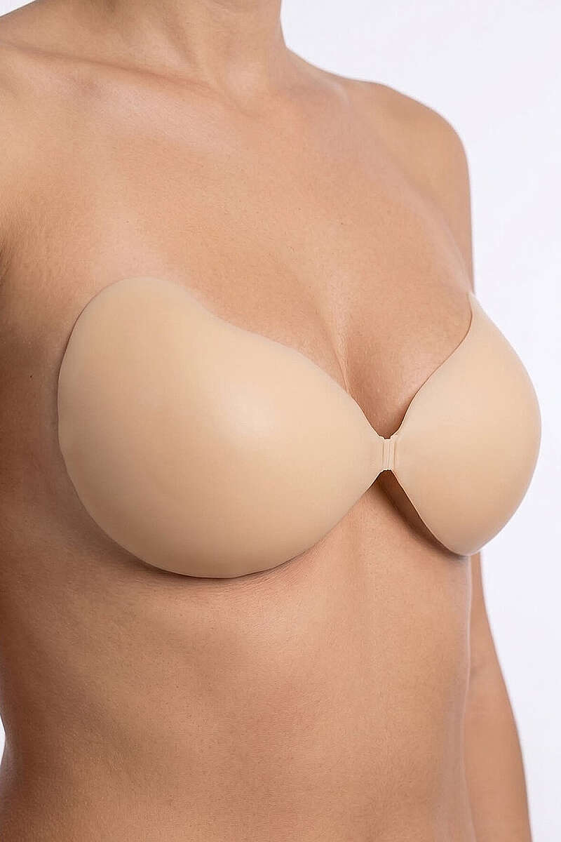 Adhesive Silicone Bra with Clip - Nude