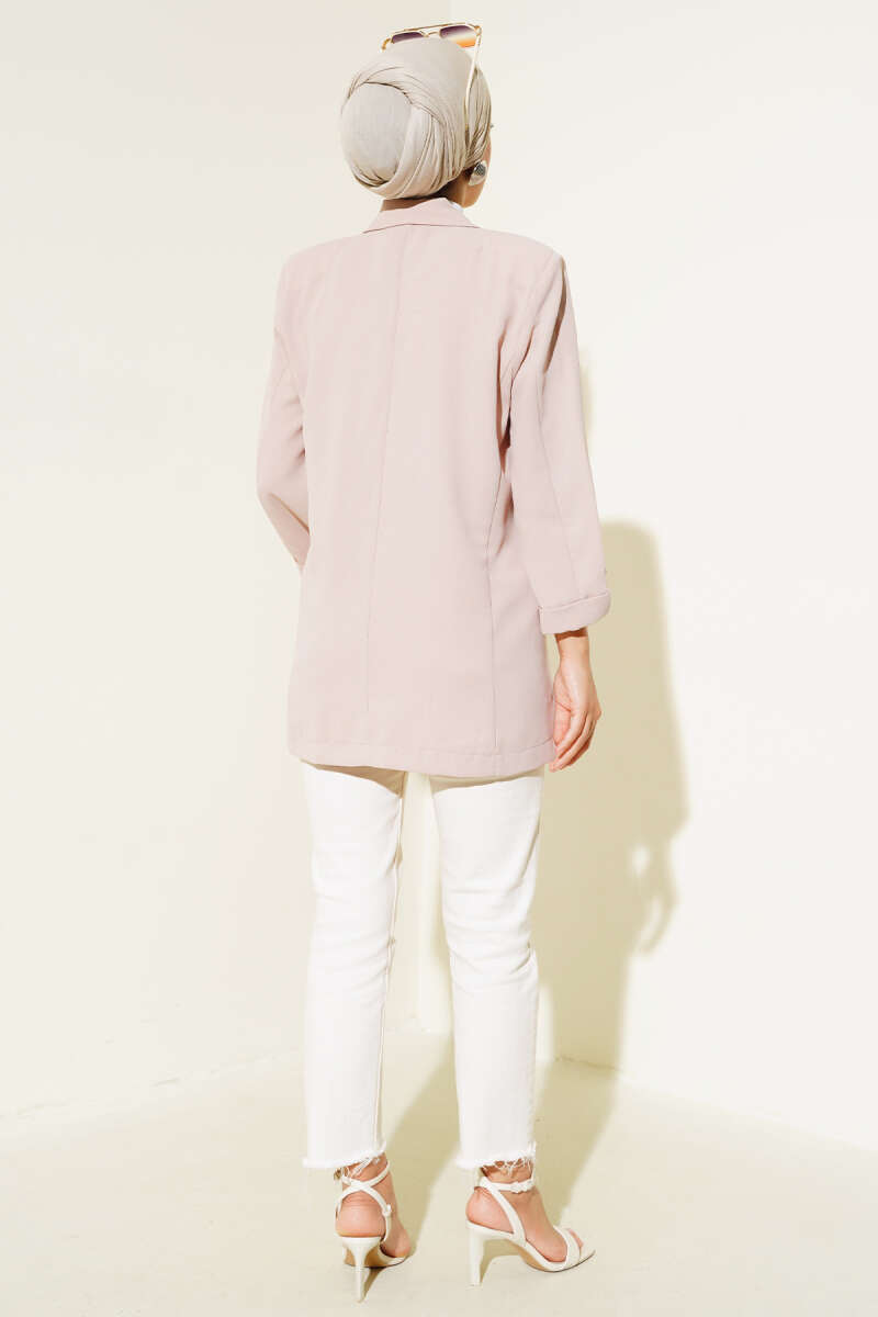 Pocket Jacket with Roll-Up Sleeves - Stone