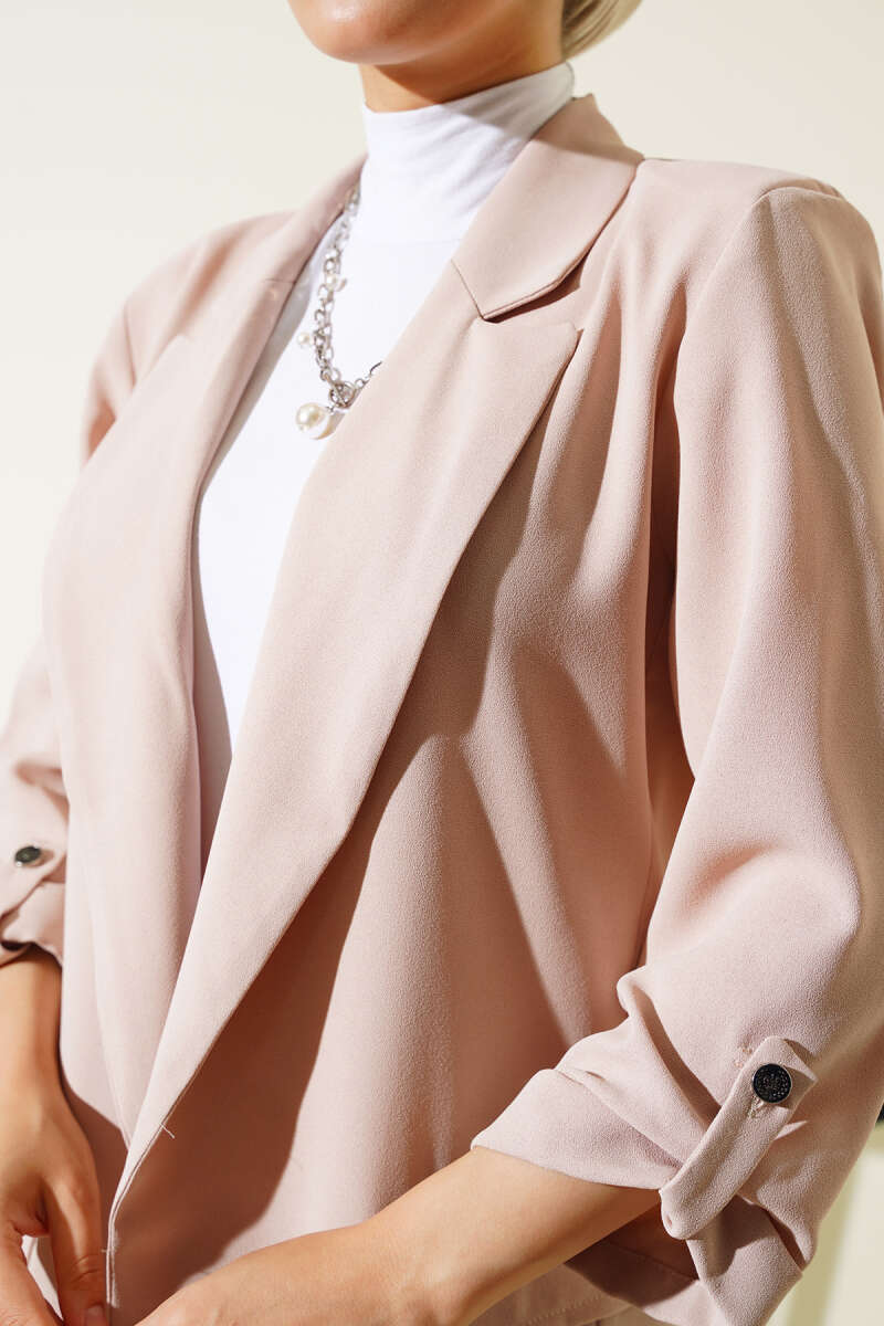 Pocket Jacket with Roll-Up Sleeves - Stone