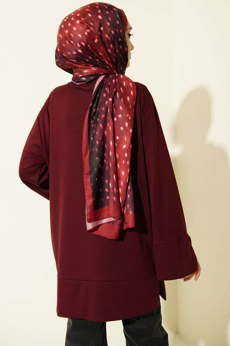 Loycha Tunic with Sleeve Slits - Burgundy