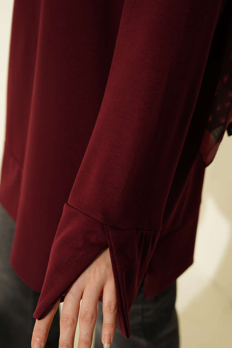 Loycha Tunic with Sleeve Slits - Burgundy