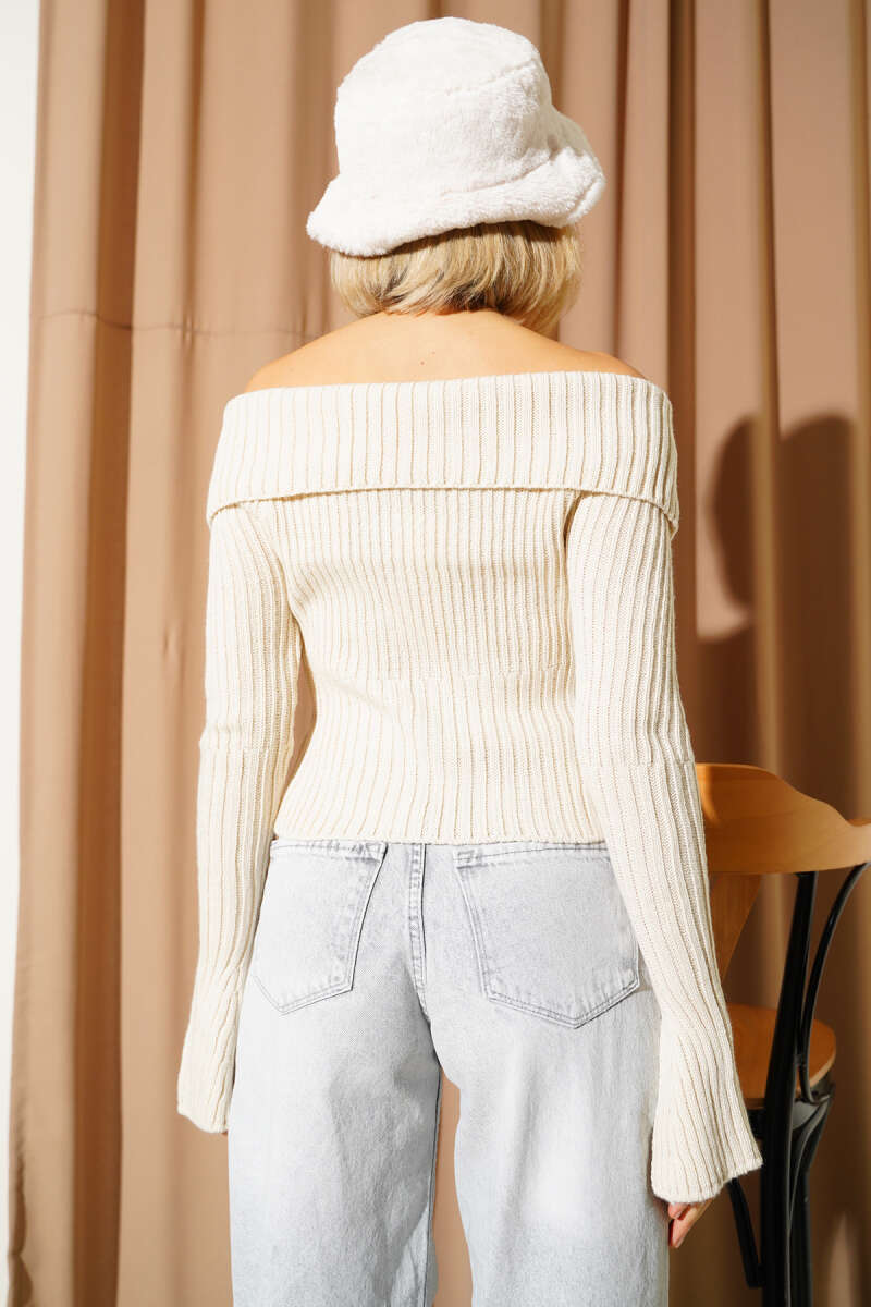 Knit Cardigan with Sleeve Slits - Beige