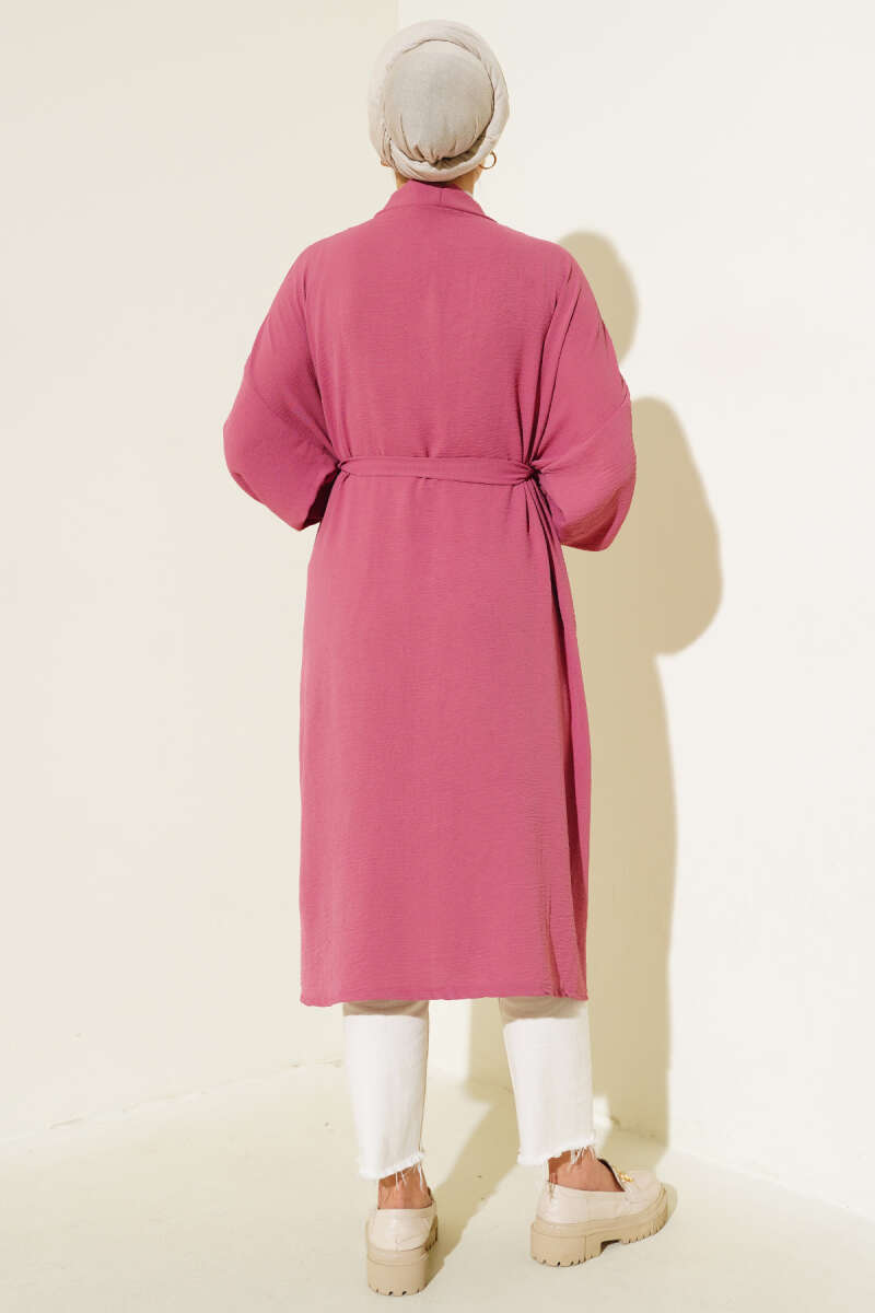 Airobin Cardigan with Lace-Up Sleeves - Magenta