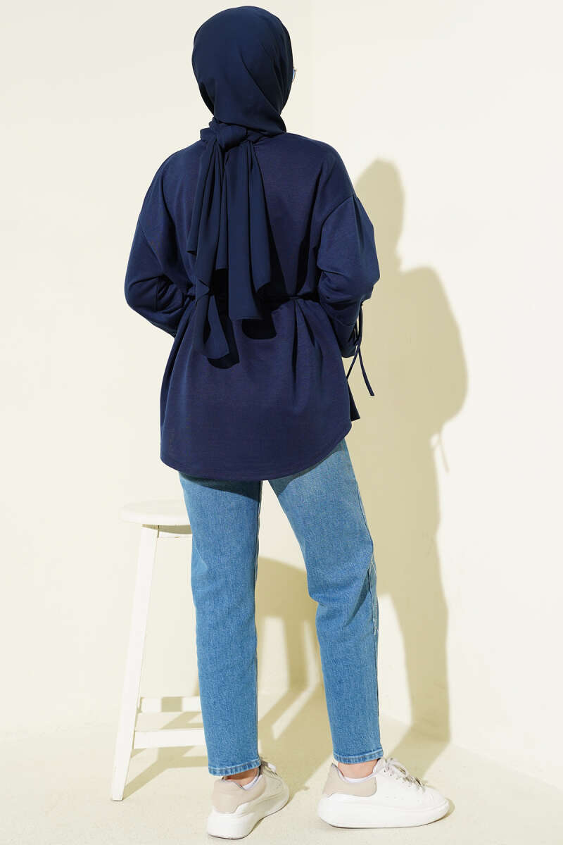 Two-Thread Tunic with Lace-Up Sleeves - Parliament Blue