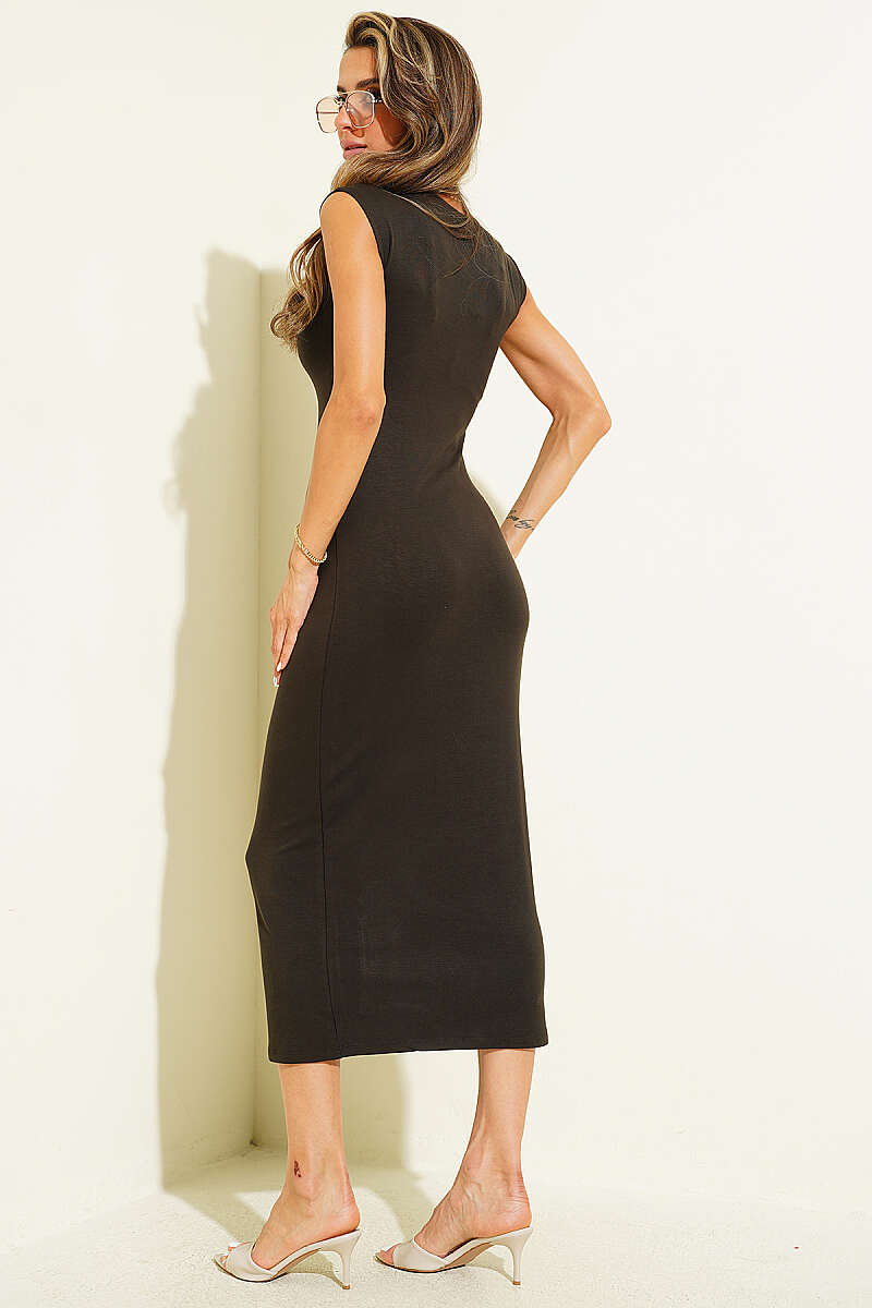Sleeveless Basic Dress - Dark Brown
