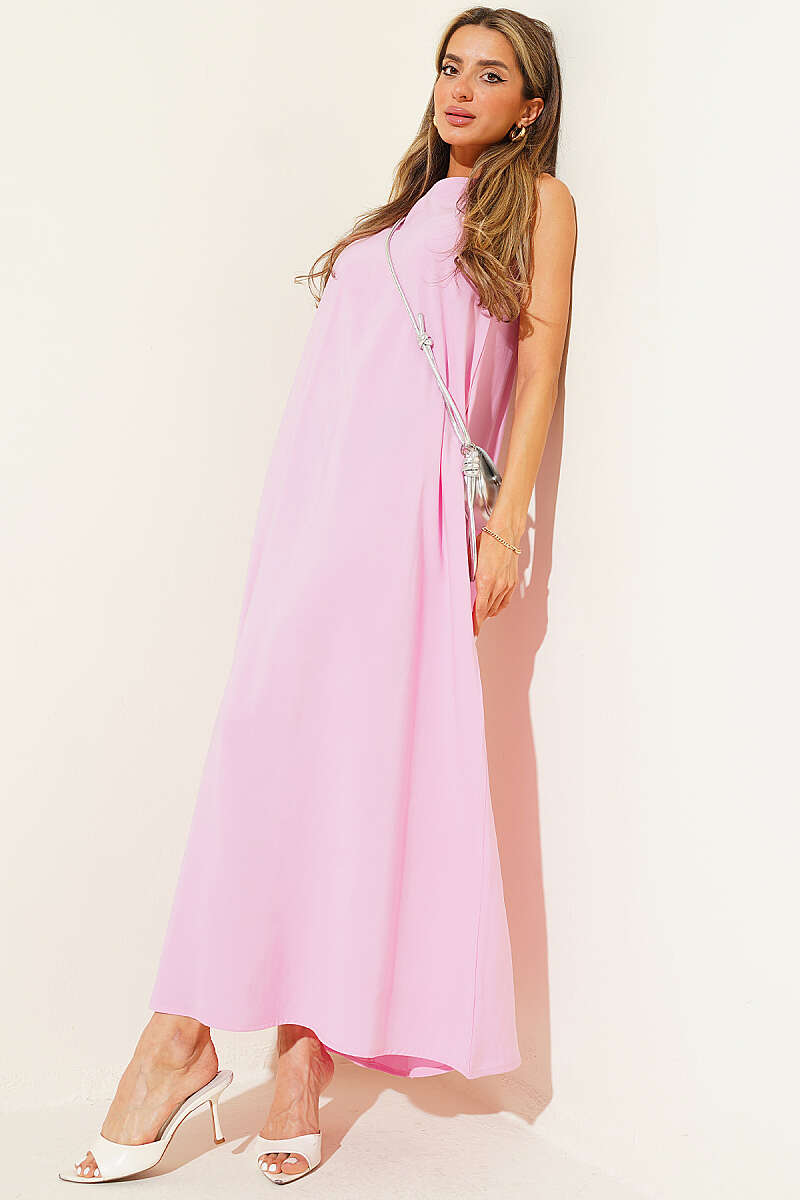 Sleeveless Modal Dress with Pockets - Pink