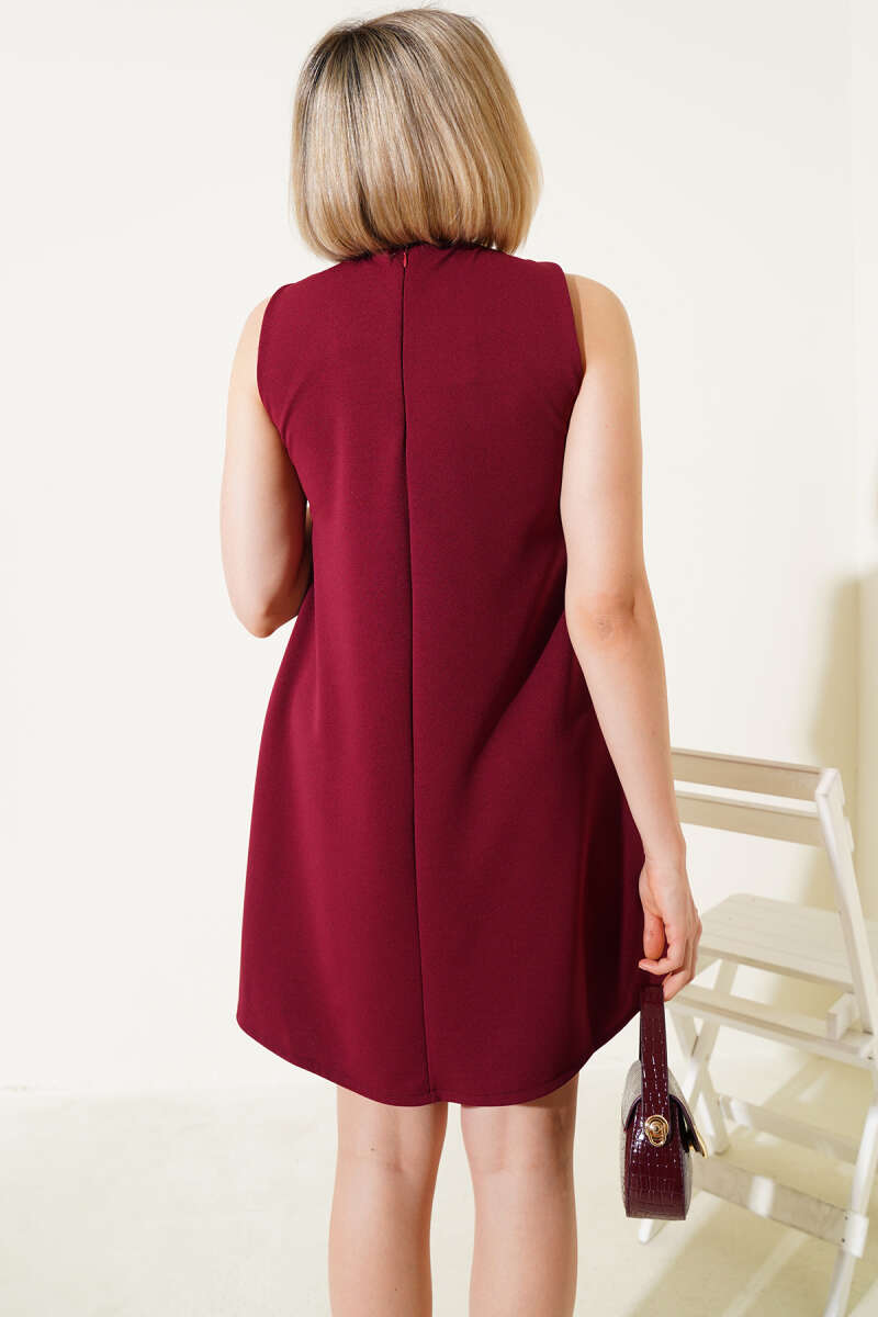 Sleeveless Ribbed Mini Dress - Burgundy