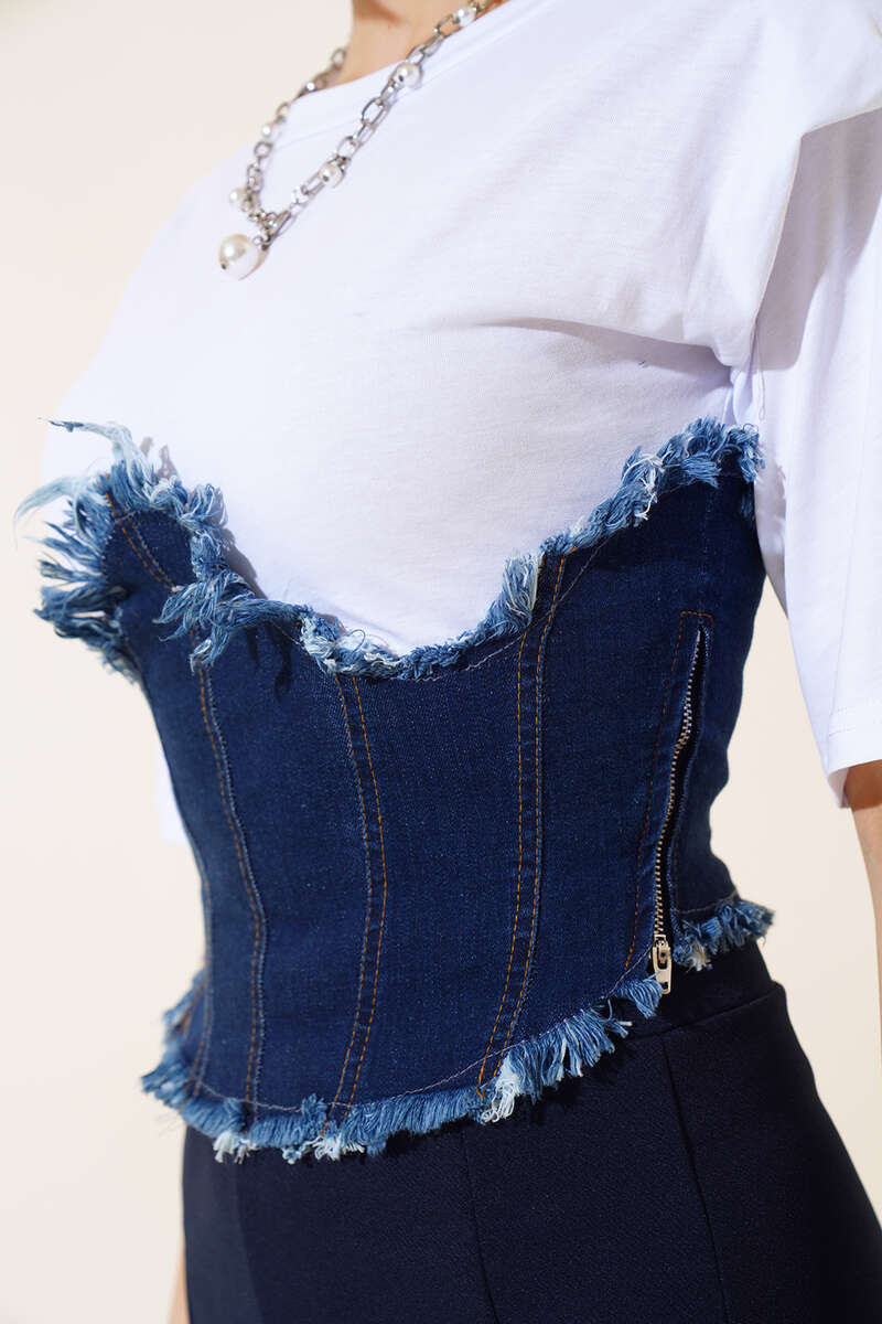 Blouse with Padded Sleeves - White