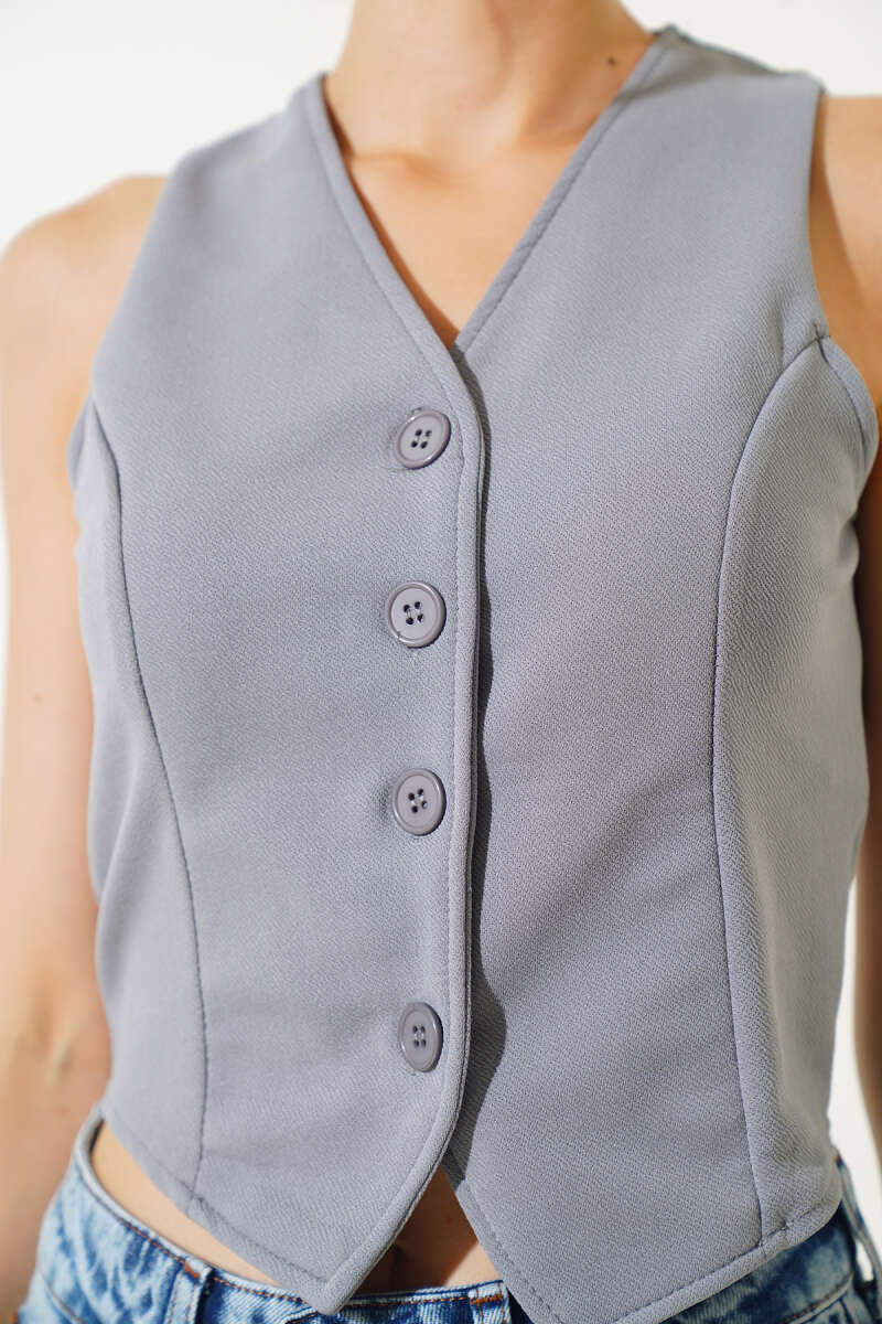 Crepe Vest - Grey