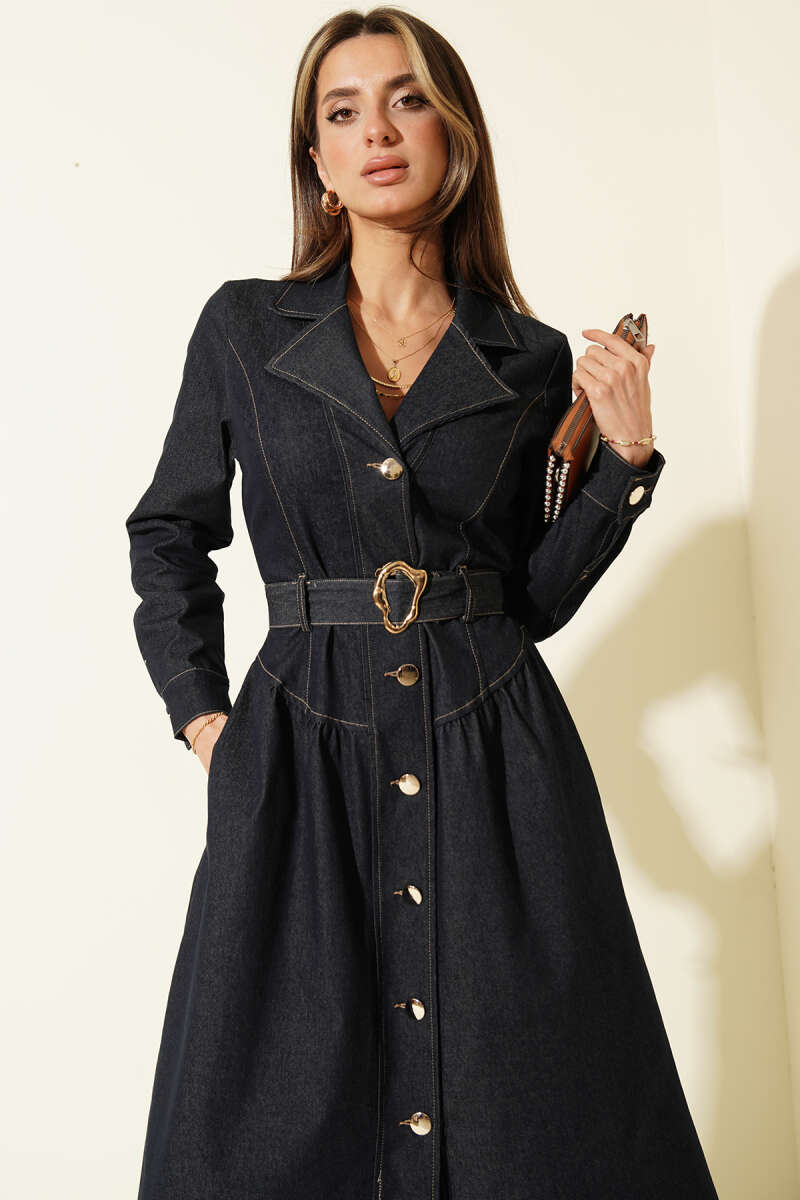 Wrap Button-Through Denim Dress - Classic Denim