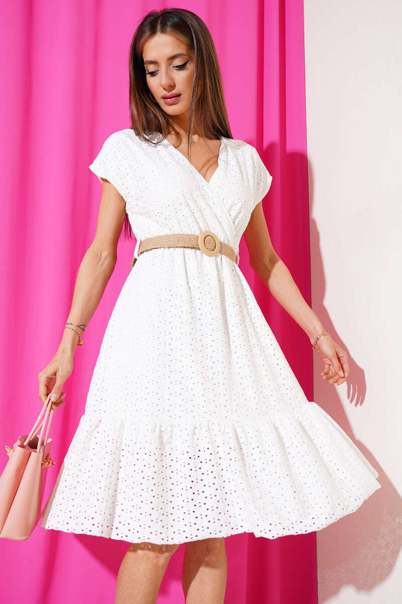 Wrap Broderie Dress - Ecru