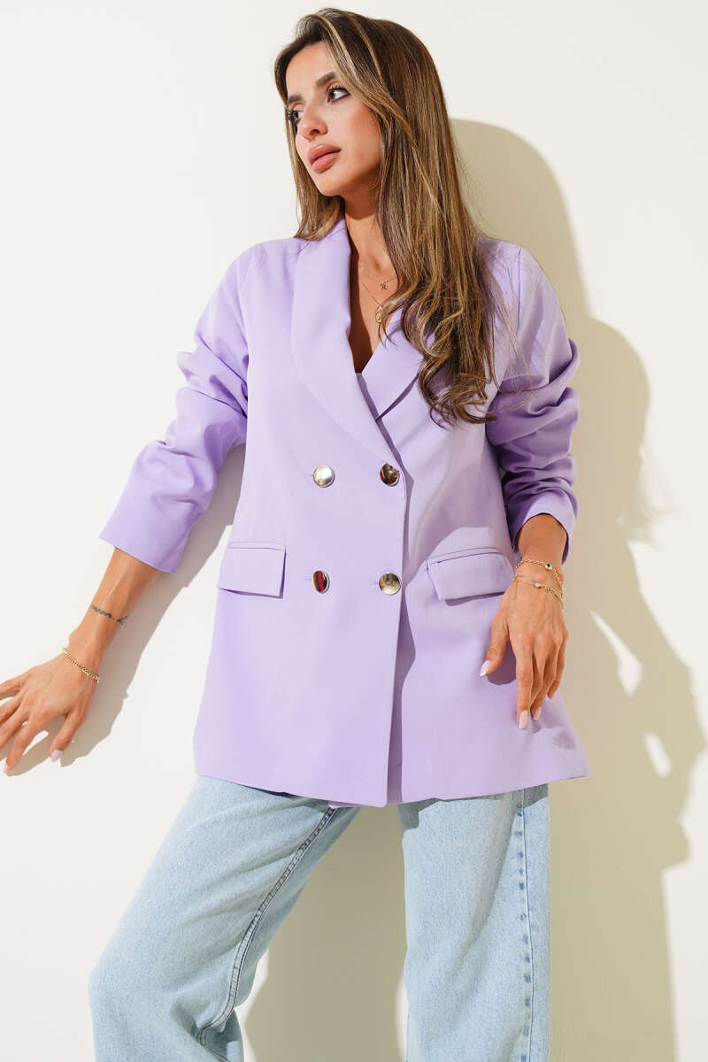 Double-Breasted Four-Button Blazer - Lilac