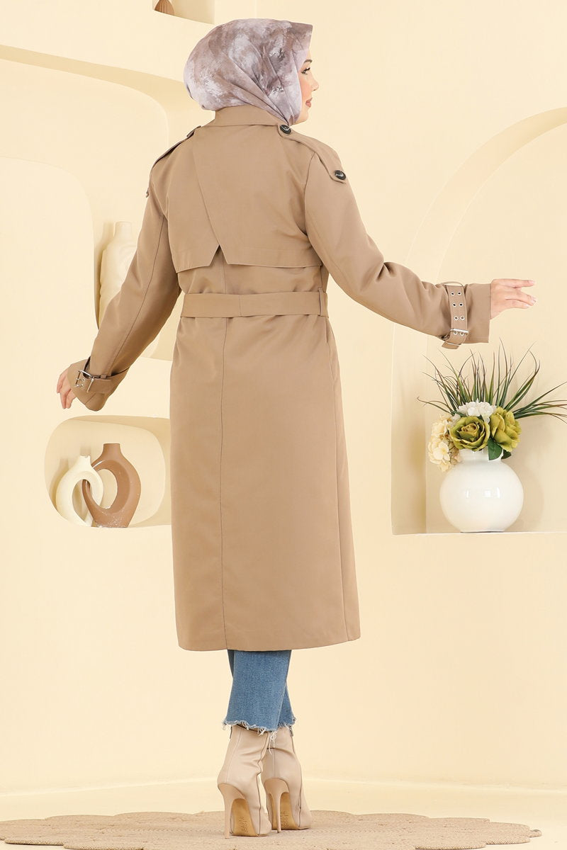 Belted Double-Breasted Trench Coat - Mink