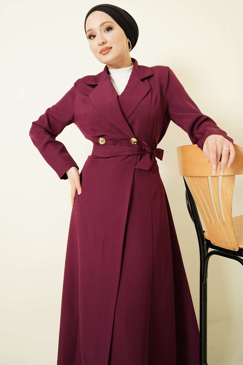 Long Belted Wrap Cape - Purple