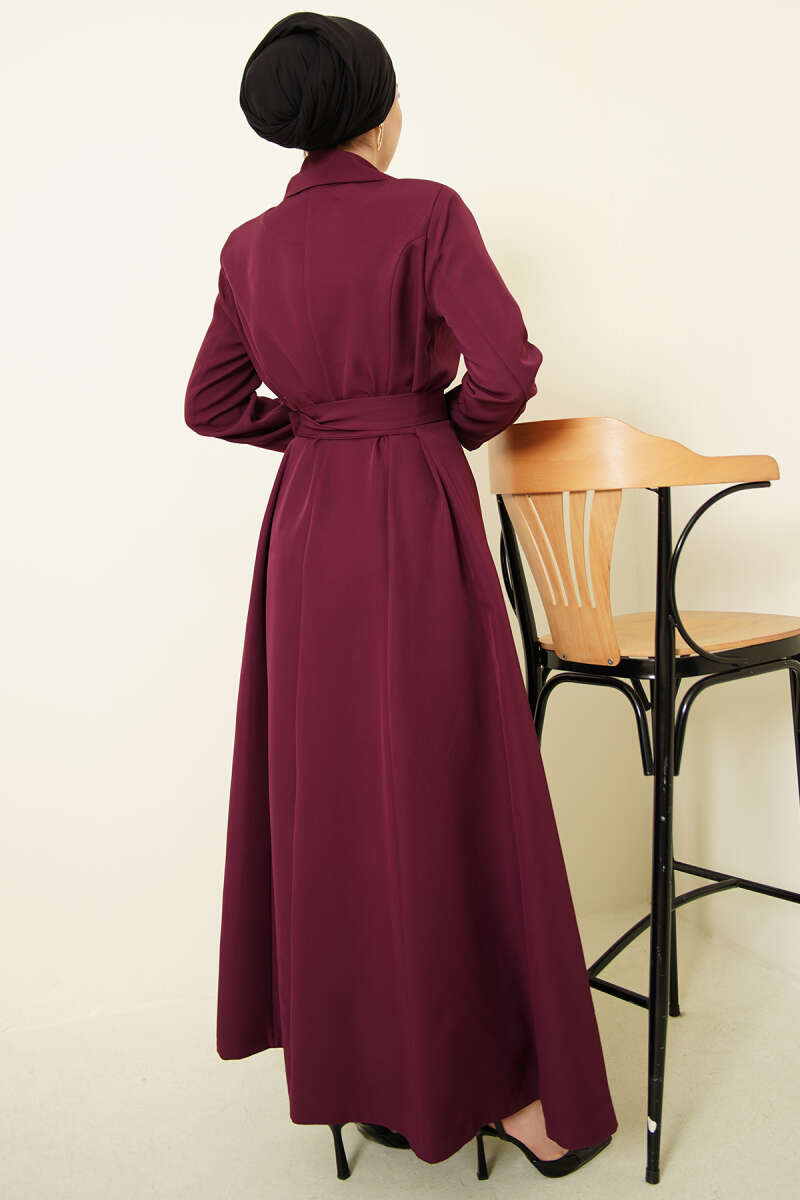 Long Belted Wrap Cape - Purple