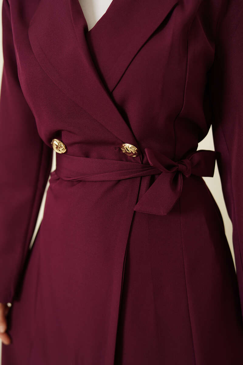 Long Belted Wrap Cape - Purple