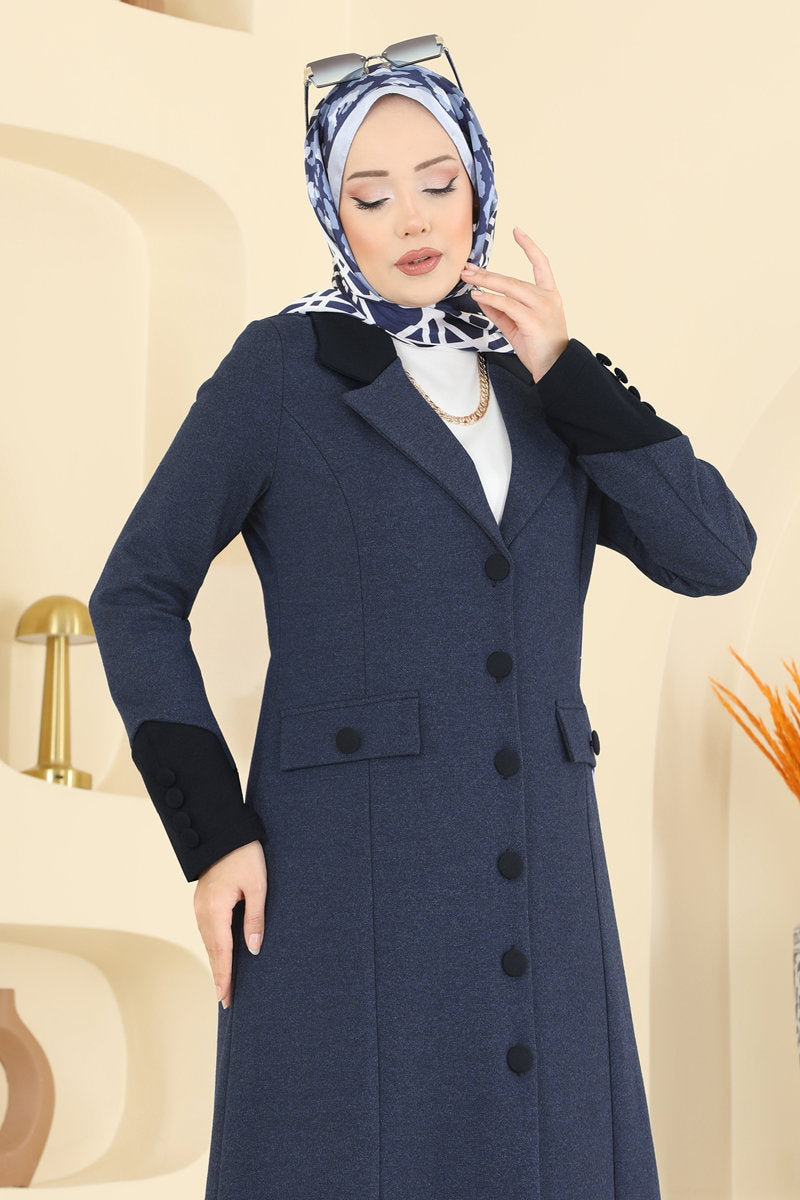 Double-Breasted Tweed Set - Navy